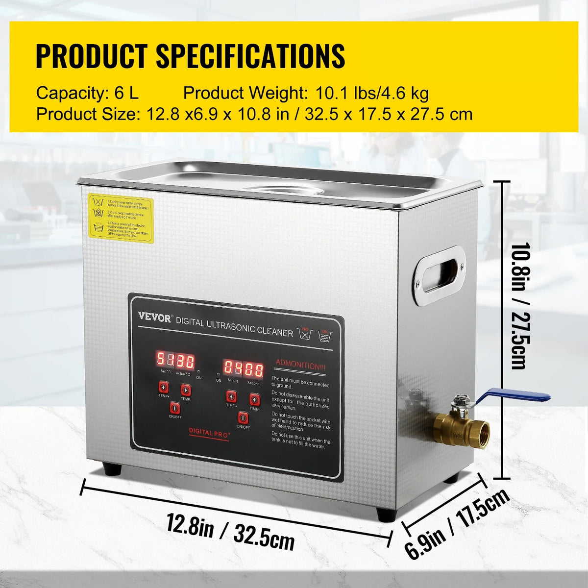Ultrasonic Cleaner w/ Digital Timer & Heater,Professional Ultra Sonic Jewelry Cleaner,Stainless Steel Heated Clean Machine