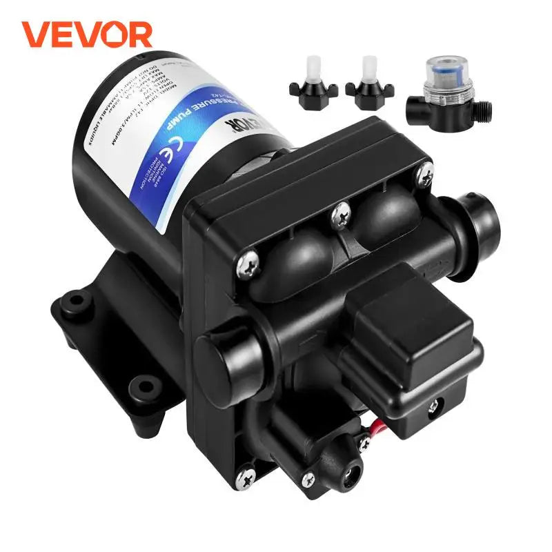 Fresh Water Pump 3 GPM with Pressure Switch 45 PSI Detachable Strainer 12V Diaphragm Pump for RV Camper Marine Boat Lawn