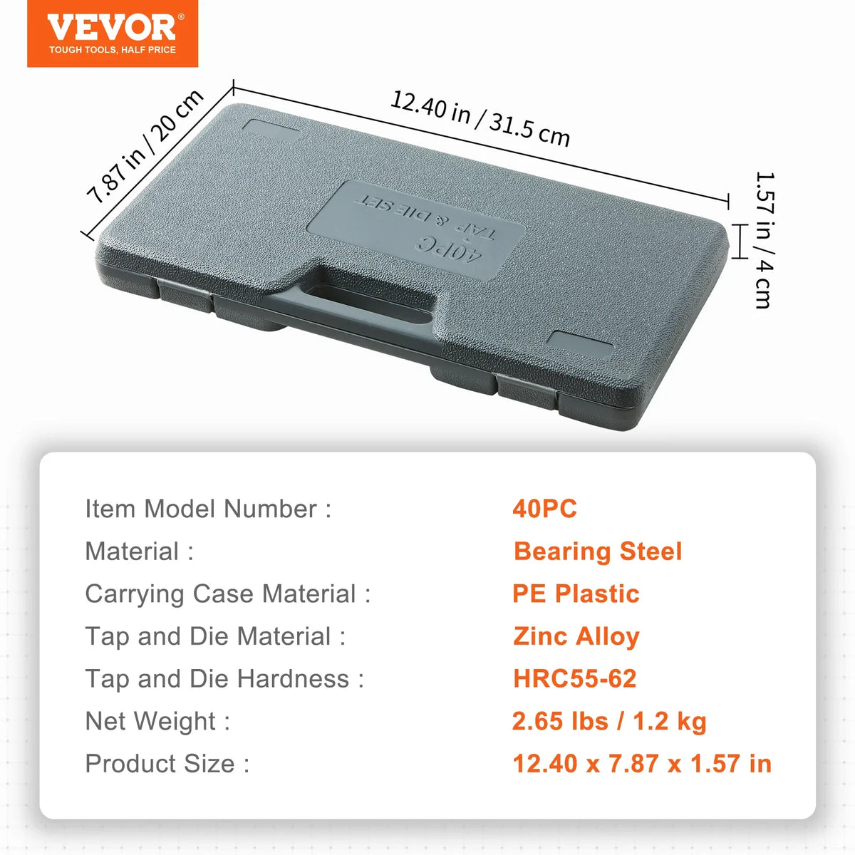 Tap and Die Set 40PCs 60PCs 80PCs 110/116PCs Metric or SAE Standard Bearing Steel Taps and Dies