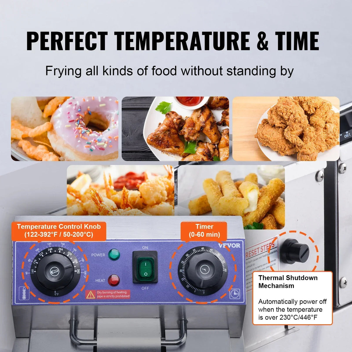 Commercial Electric Deep Fryer w/Dual Tanks 12L Countertop Fryer w/Oil Filter and Timed for Fried Chicken French Frie
