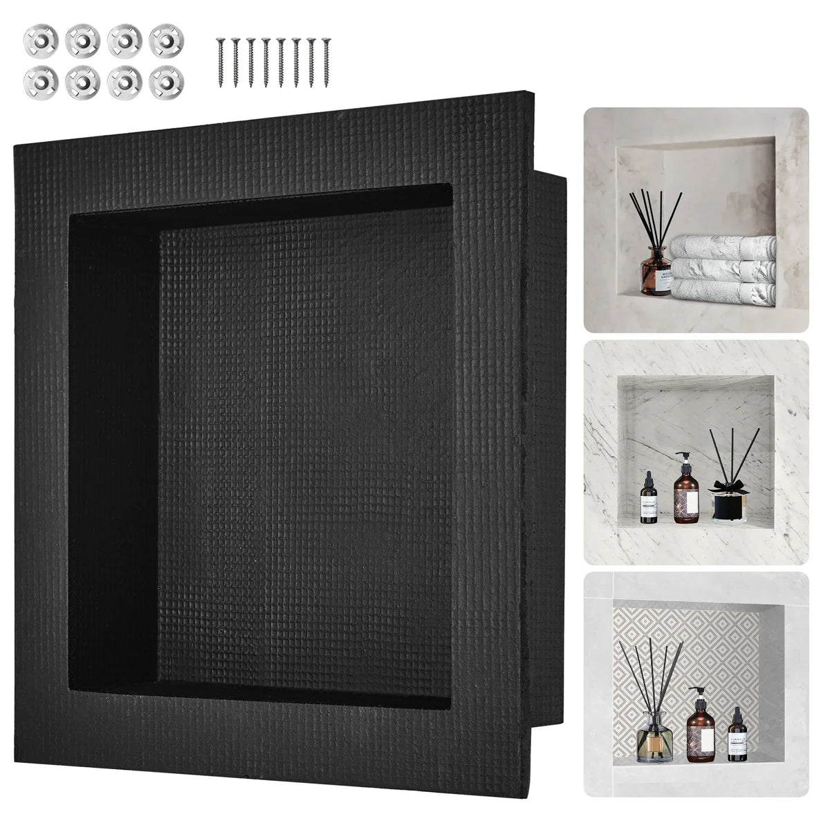Shower Niche Ready for Tile 16x16 Single Shelf Organizer Square Corners Wall-inserted Niche Recessed for Bathroom