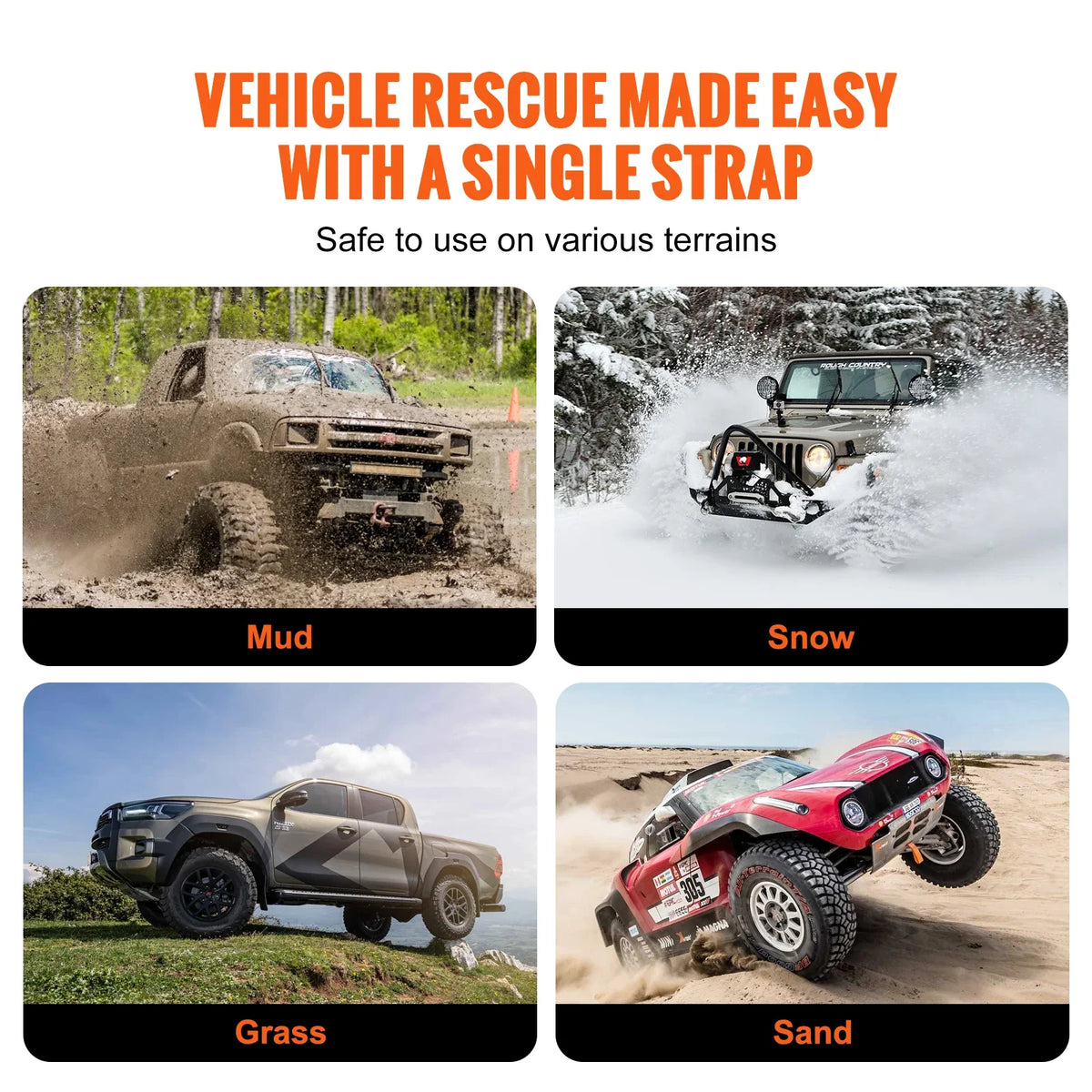 2"x20' ATV Tow Strap with Hooks 17000 lbs Capacity for  Vehicles Essential Towing Accessory for Roadside Assistance