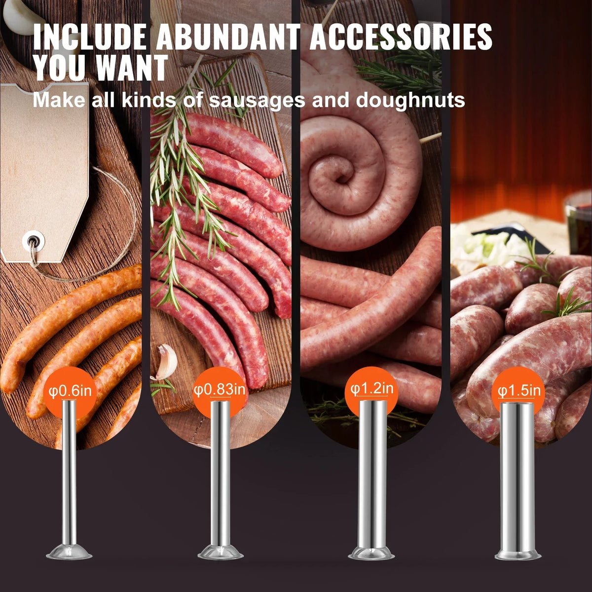 Manual Sausage Stuffer  3 5 7 L Stainless Steel Making Sausage Vertical Maker with 5 Filling Funnels for Home Commercia