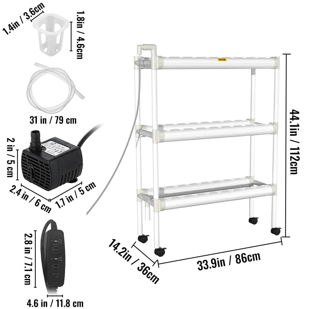 Hydroponic Grow Kit Hydroponics System 36/54/72/90/108 Sites 1/2/3/4 Layers 4/6/8/10/12 Pipes Vegetables Lawn & Garden