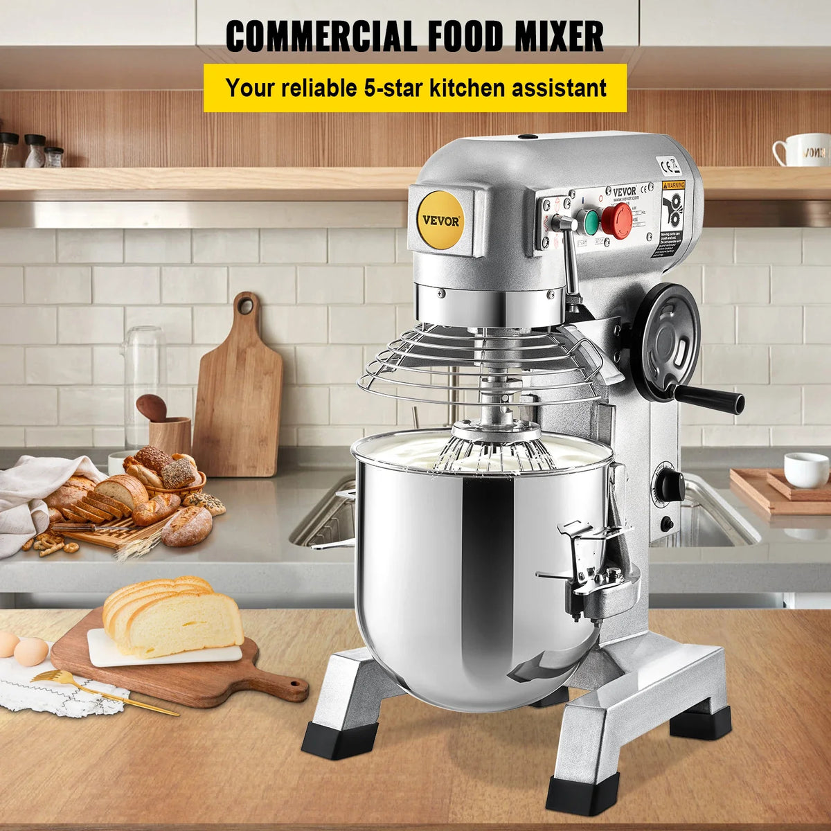 Commercial Food Mixer 10-30 Qt, Timer & Speed Control, Stainless Steel Bowl, Heavy Duty for Bakery/Pizzeria/Restaurant