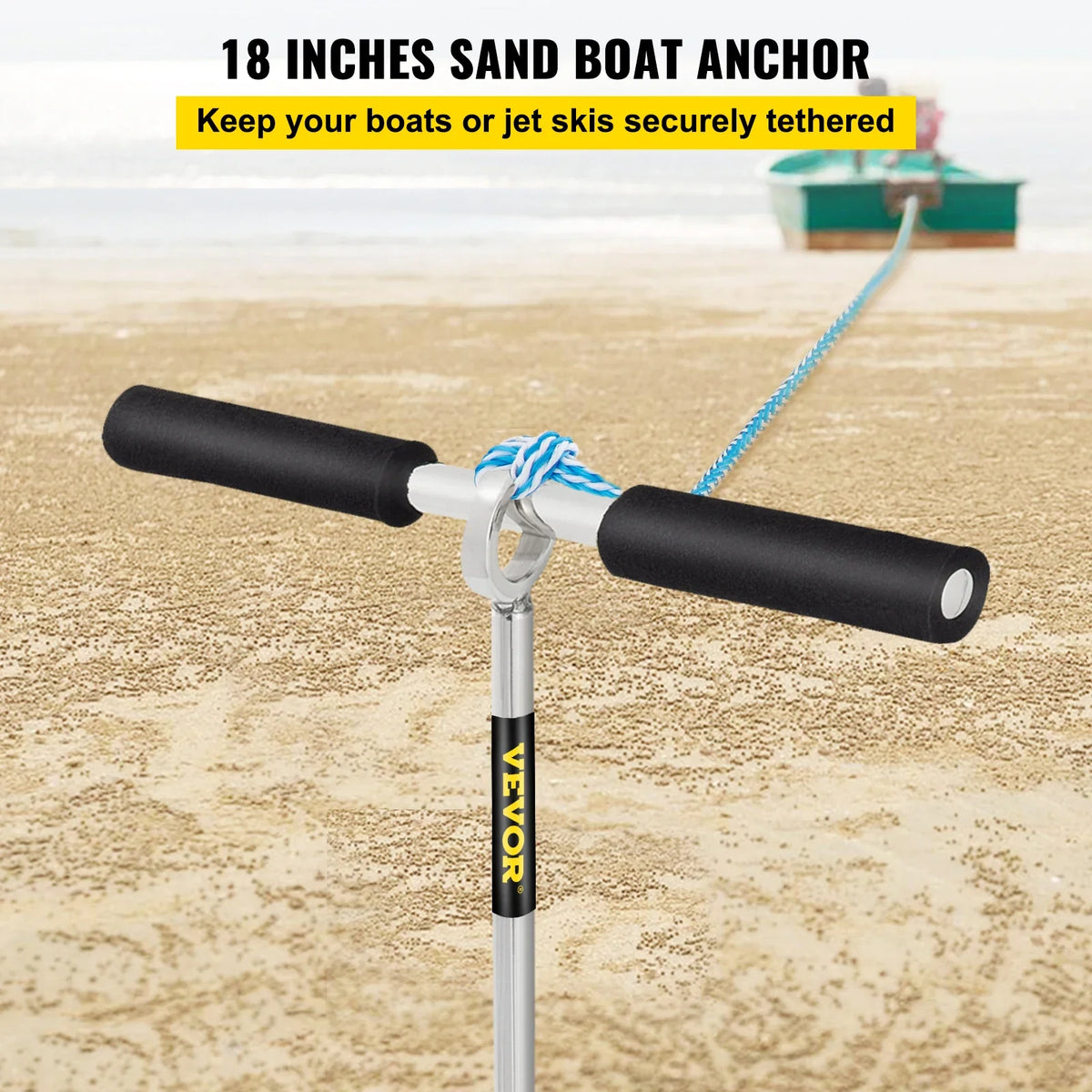 18\" Length Auger to The Beach and Sandbar 316 Stainless Steel Screw Anchor for Jet Ski PWC Pontoon Kayak