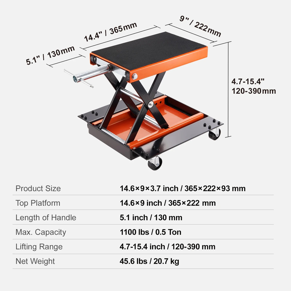350/1100/1500 LBS Capacity Motorcycle Scissor Jack Lift with Deck Hydraulic Foot-Operated Jack Stand for ATV Dirt Bik