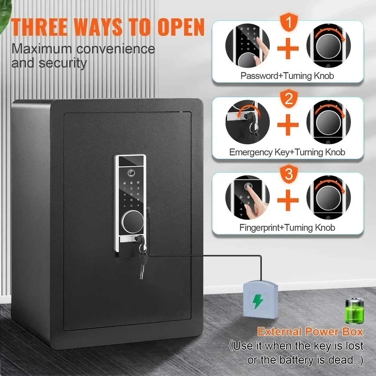 Safe 2.2 Cubic Feet Home Safe Steel for Cash Gold 15.75x13x23.6 inch Safe Box for Home, Hotels and Offices