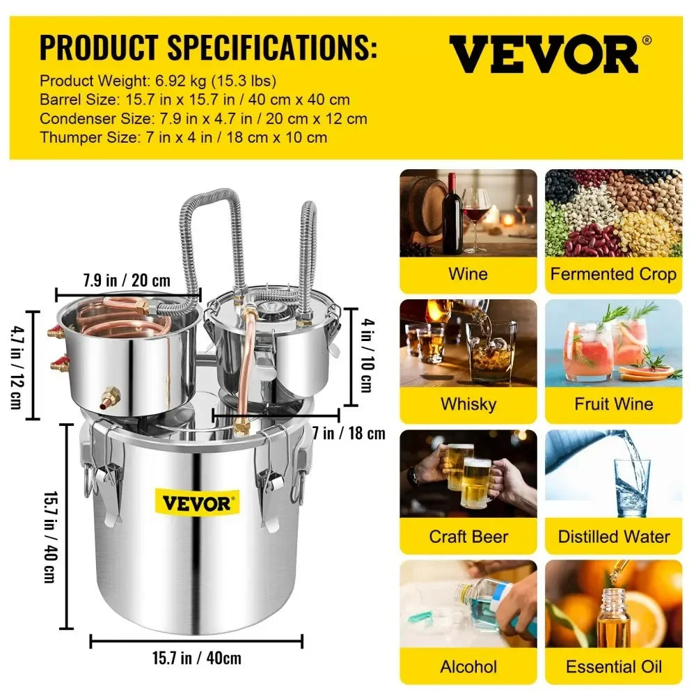 12L 20L 30L 50L Moonshine Still Distiller Alcohol Brewing Distiller DIY Stainless Steel Still Whisky Beer Brandy For Home
