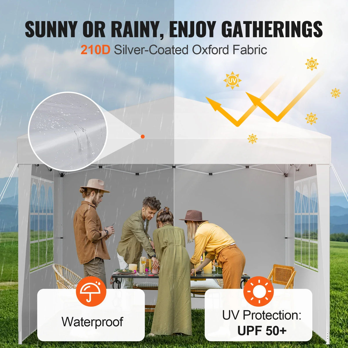 Pop Up Canopy 10x10ft Instant Gazebo Tent Portable Easy Up Canopy 3 Height Settings Outdoor Sun Shelter for Vendor Events