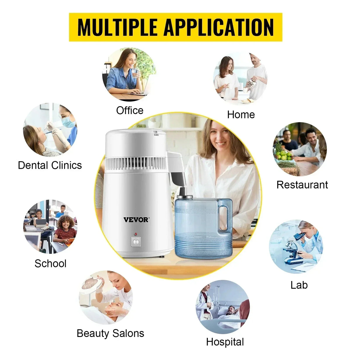Water Distiller 4L Purifier Filter Dispenser Heating Drinking Bottle Softener 304 Stainless Steel Home Appliance for Offic