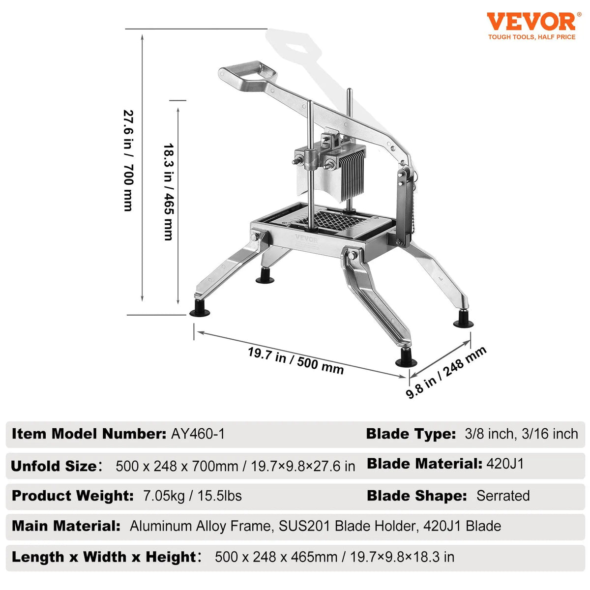 Commercial Vegetable Slicer,Fruit Heavy Duty Professional Food Dicer,Manual Stainless Steel Vegetable Cutter,for Potatoes