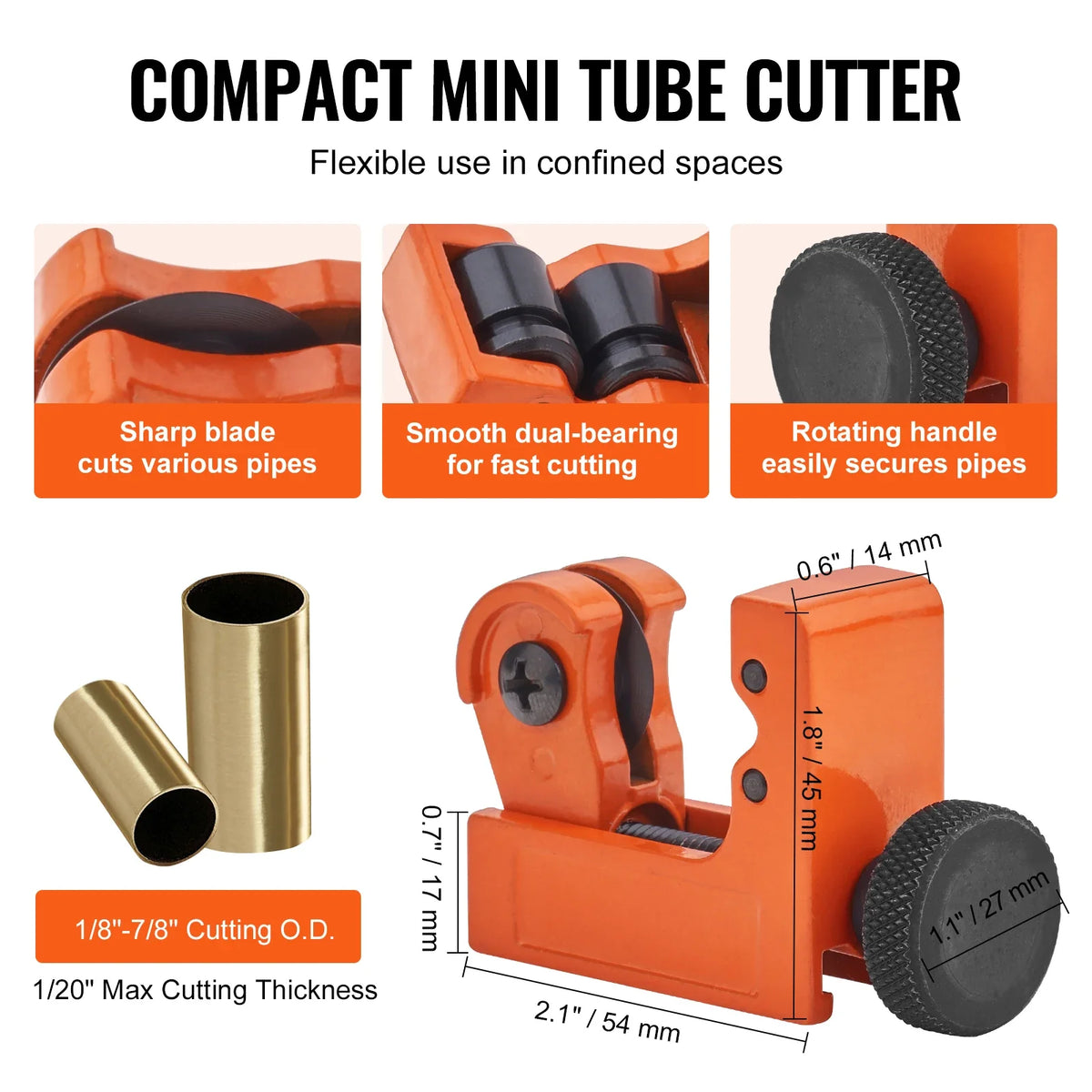 3PCS Tubing Cutter Mini Tube Cutter Deburring Tool Heavy Duty Pipe Cutter for Copper Aluminum Stainless Steel Plastic Pipe