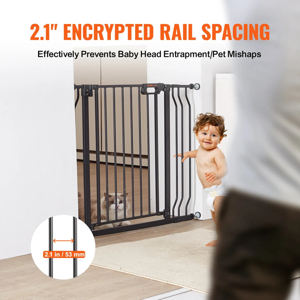 Baby Gate 29.5"-39"/ 48.4"/ 53"/ 57.8" Extra Wide 30" High Dog Gate for Stairs Doorways and House Auto Close Security Gate