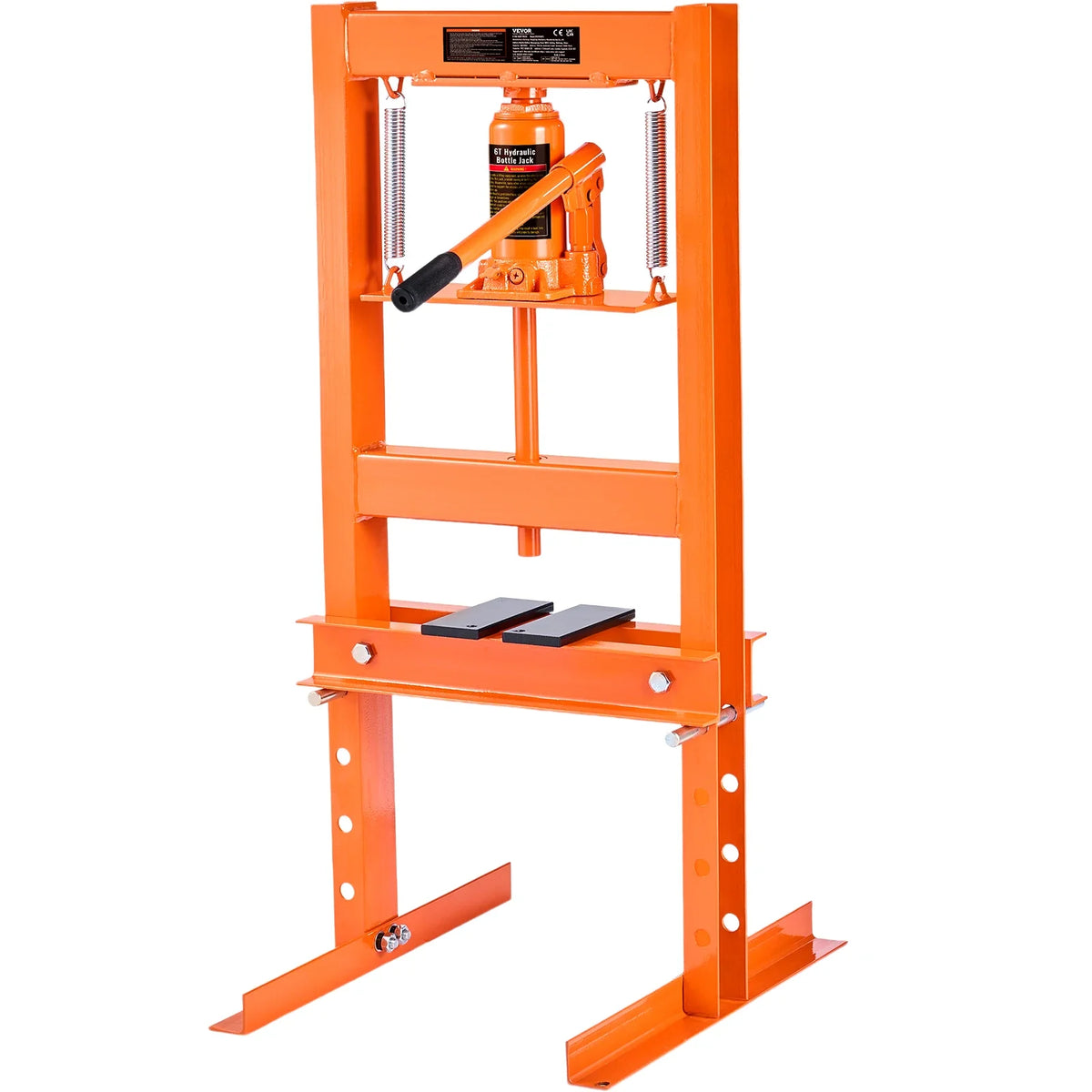 6/12 Ton Hydraulic H-Frame Garage Floor Adjustable Shop Press with Plates 6T/12T Orange for Garages or Professional Shops