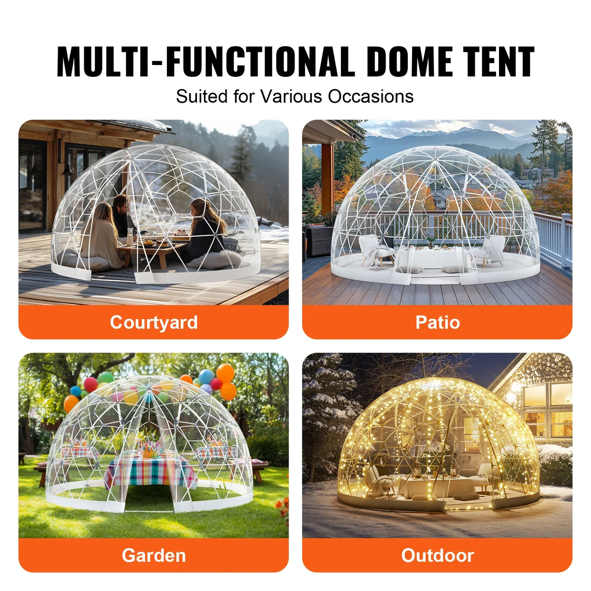Garden Dome Igloo Tent House 9.5FT Dome Tent Waterproof Garden Igloo Outdoor Dome Camping Shelter for Patio Dining/Party