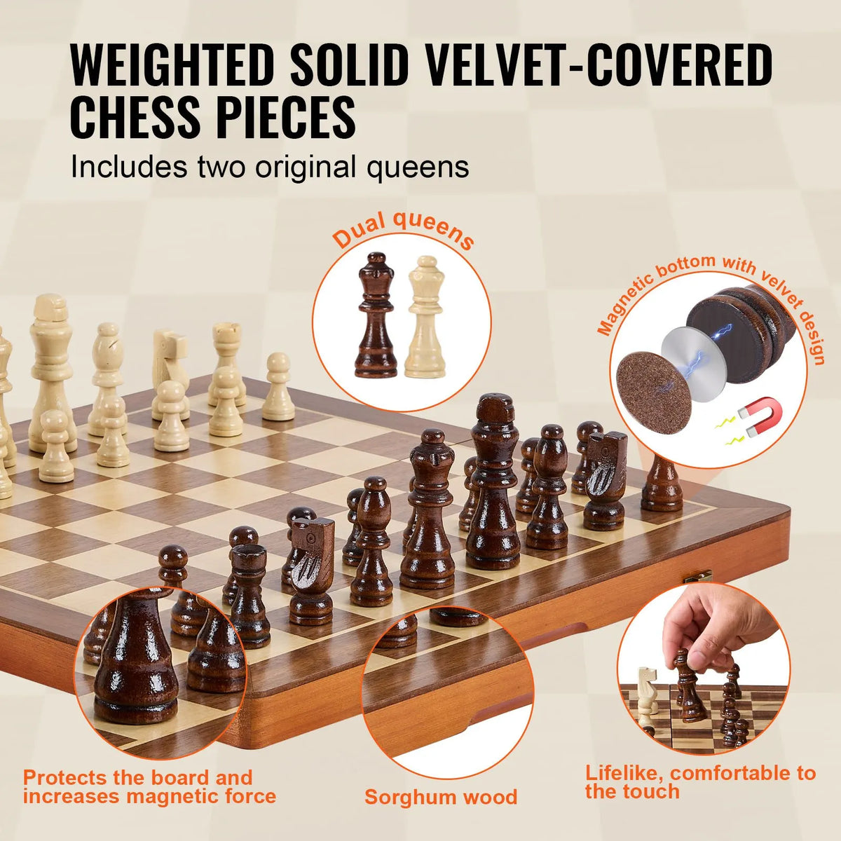Magnetic Wooden Chess Set,2-IN-1 Chess Checkers Game Set,Folding Chess Board Games for Adults Kids,Chess Set for Beginner