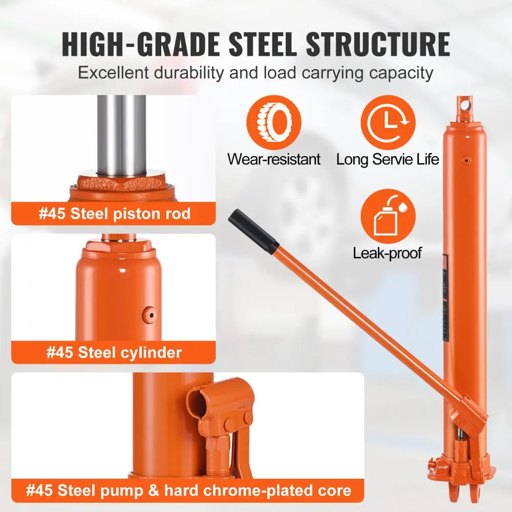 Hydraulic Long Ram Jack 8 Ton Engine Hoist Cylinder with Single Piston Pump And Clevis Base  Hydraulic Ram Cylinder