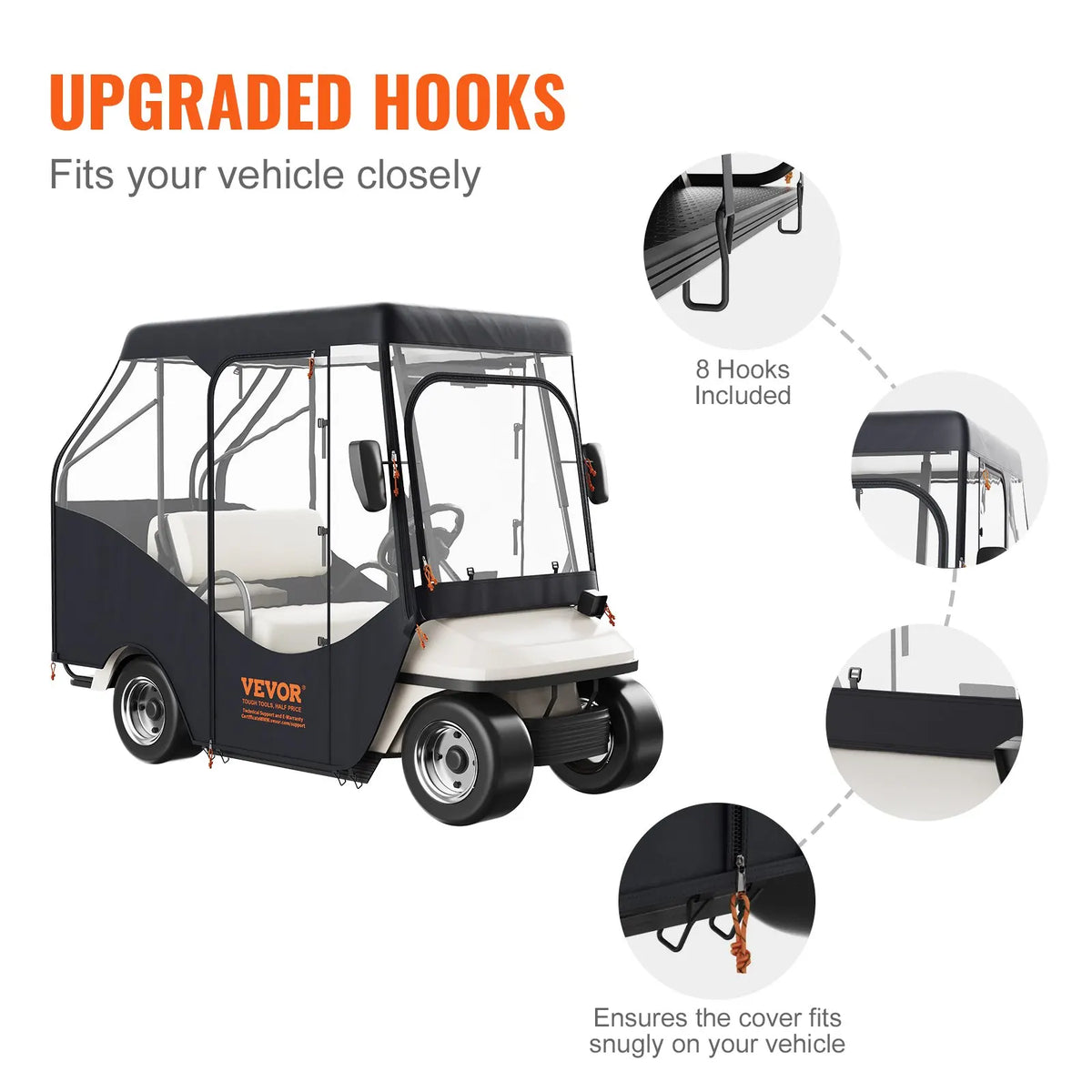 Golf Cart Rain Curtain Enclosure,Protective Anti-dust Sunscreen Rainproof Driving Enclosure with Transparent Windows