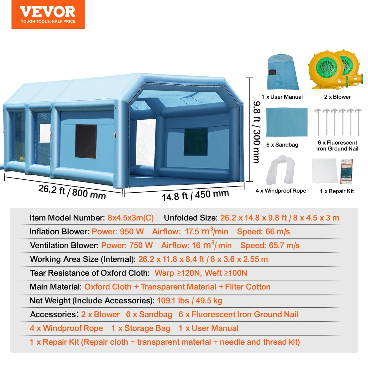 Inflatable Paint Booth Inflatable Spray Booth with Powerful Blowers and Air Filter System Portable Car Paint Booth