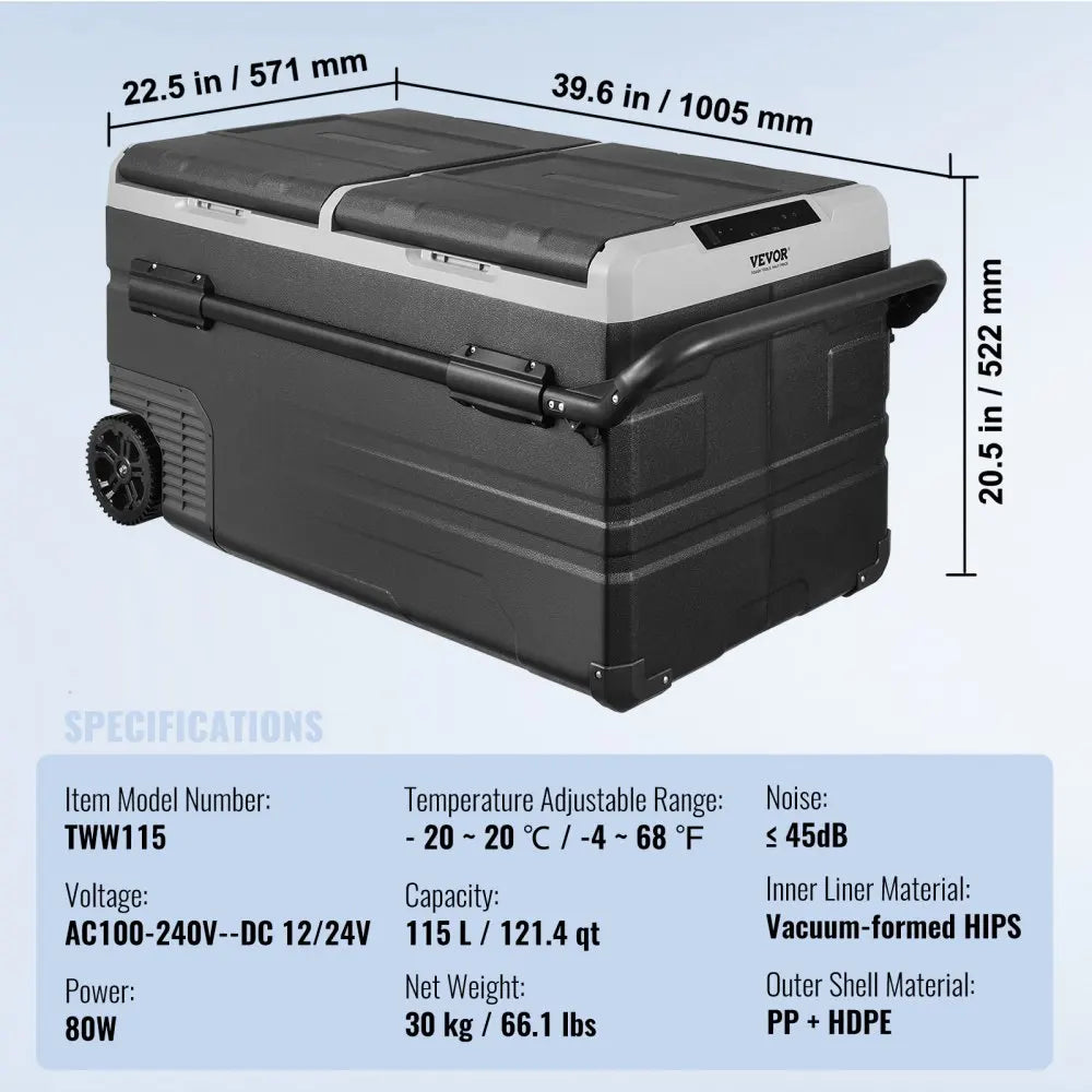 Portable Car Refrigerator Freezer Fridge Compressor 40L 115L 95L 50L 58L 36L Dual Zone for Home Outdoors RV Boat Camping