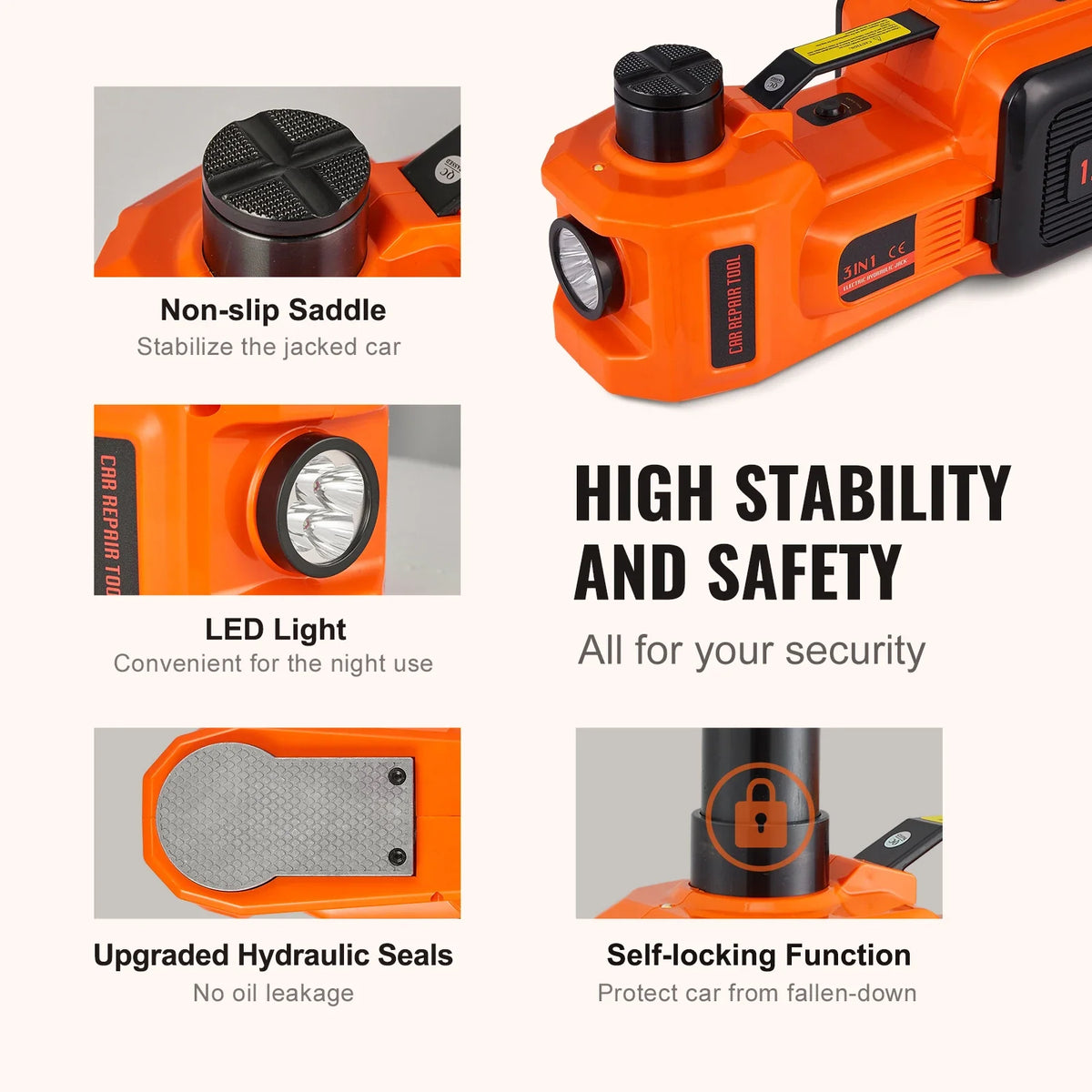 5 Ton Hydraulic Car Jack, with Built-in Inflatable Pump Car Jack for SUV MPV Sedan Truck Change Tires Garage Repair