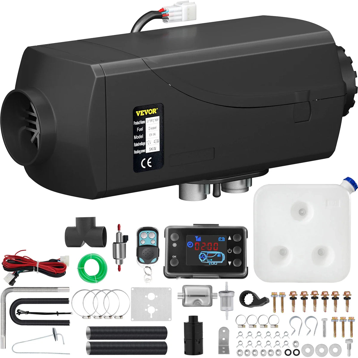5KW Air Diesel Heater 12V Diesel Parking Heater LCD Switch 5KW Diesel Heater Muffler for RV Motorhome Trailer Trucks Boats