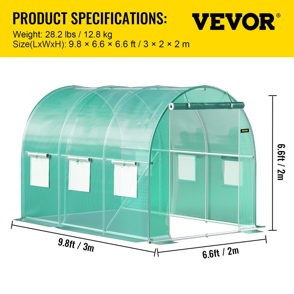Walk-in Tunnel Greenhouse Portable Green Plant Hot House with Galvanized Frame & Waterproof Cover Protect Gardening Plants
