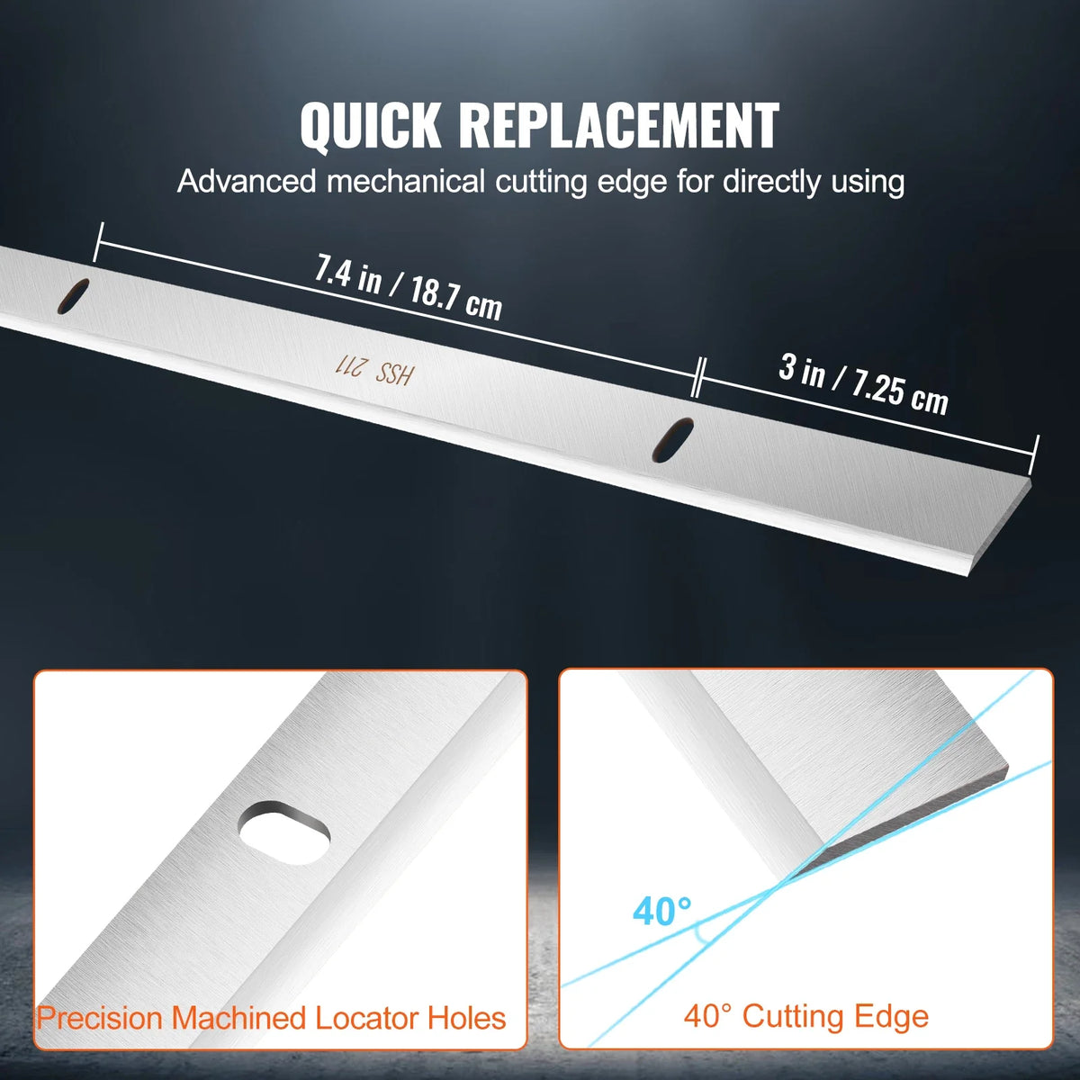 Planer Knives, 13 inch 2mm Thickened High Speed Steel Replacement HRC55-60 Hardness, Suit for 13in/12.5in Benchtop Planer