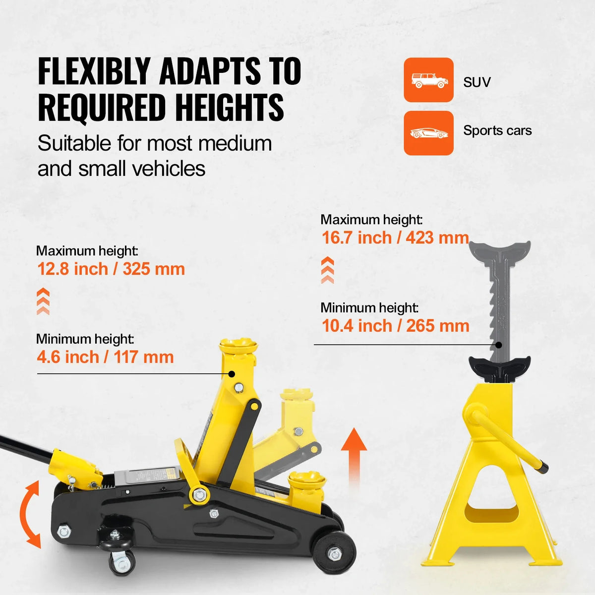 Low Profile Floor Jack 2 Ton  Heavy Duty Iron Hydraulic Racing Floor Jack,  4.6"-12.8" Height Lifting Range