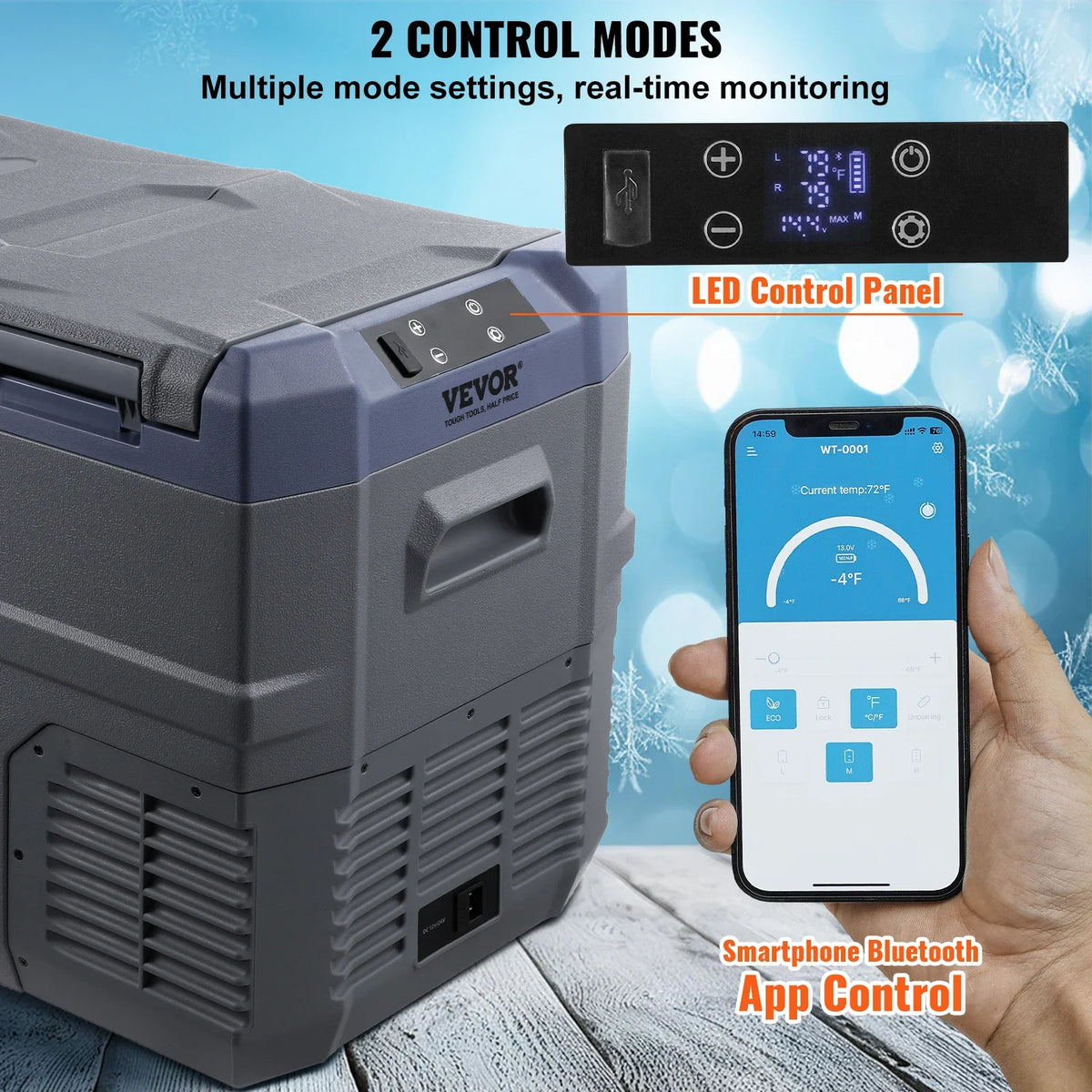 12V Car Refrigerator Fridge, 32 L Dual Zone Portable Freezer, 12/24V DC and 100-240V AC Compressor Cooler for Outdoor