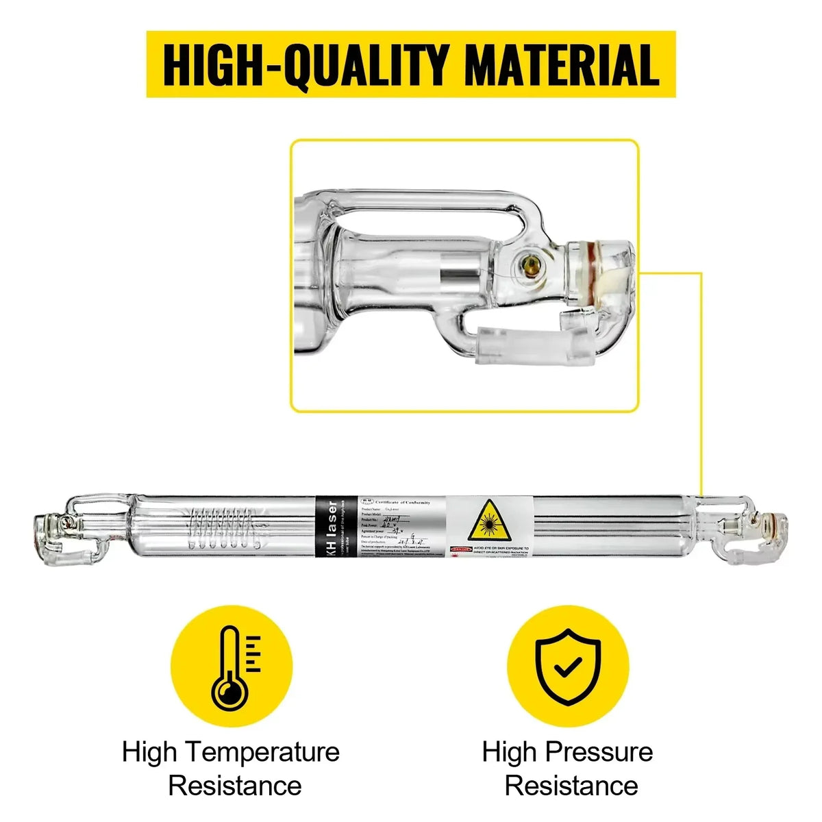 CO2 Laser Tube 40-150W 80mm Glass Dia, 700-1830mm Length High-Power Engraving Cutting Machine Long Service Life