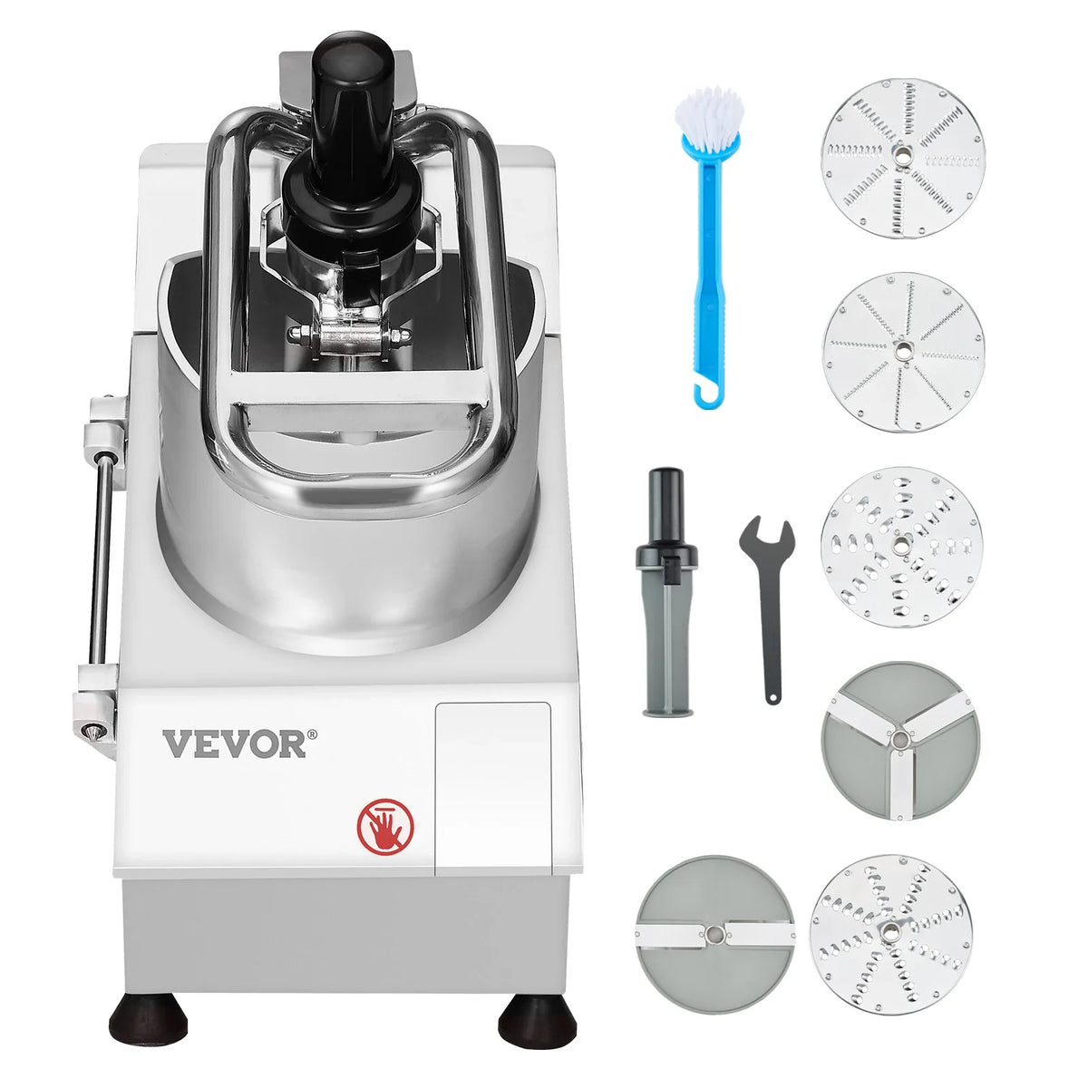 Food Processor & Vegetable Chopper,2 Feeding Holes Food-Grade Stainless Steel Food Processor Chopper w/Detachable 6 Blades