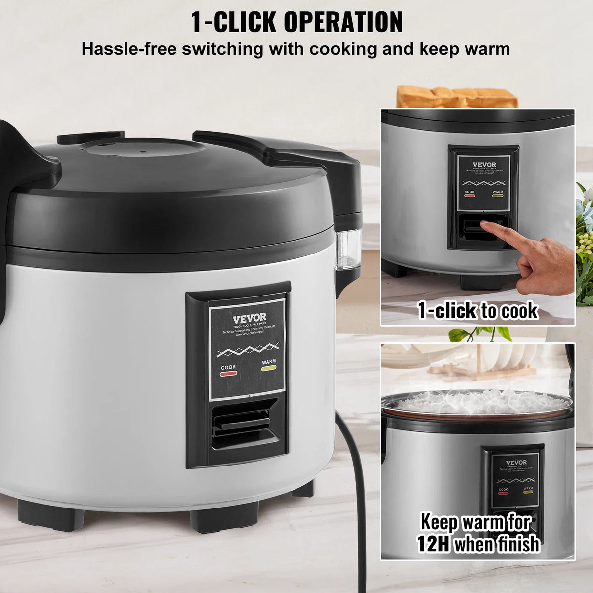 Commercial Rice Cooker, 45-Cup Rice Cooker,9L Large Rice Cooker and Warmer w/Nonstick Inner Pot,Fast Cooking,12H Keep Warm