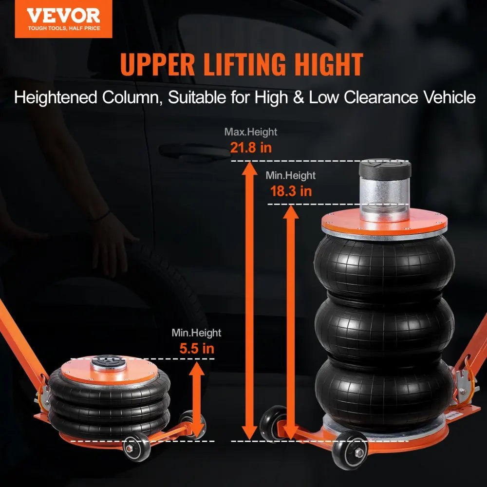 Air Jack Pneumatic Lifting Jack with Heightened Column & Adjustable Handle Easy-to-Lift & Space-Saving Jack