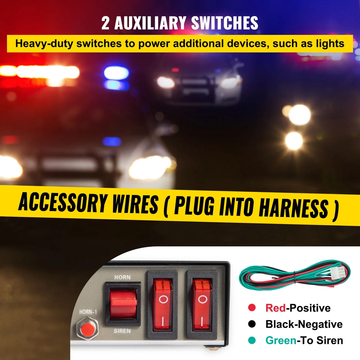 Siren Bundle 8 Tones Emergency Warning Siren, 200W, for Police, Ambulance, Fire Fighting and Engineer Vehicles