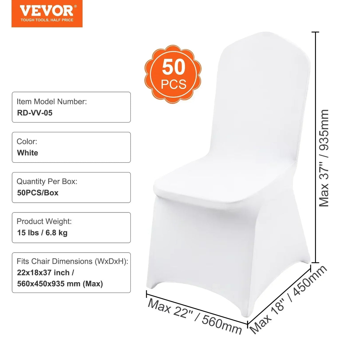 50pcs Chair Covers Wedding Spandex Stretch Fabric Removable Washable Protective Slipcovers for Restaurant Hotel Universal