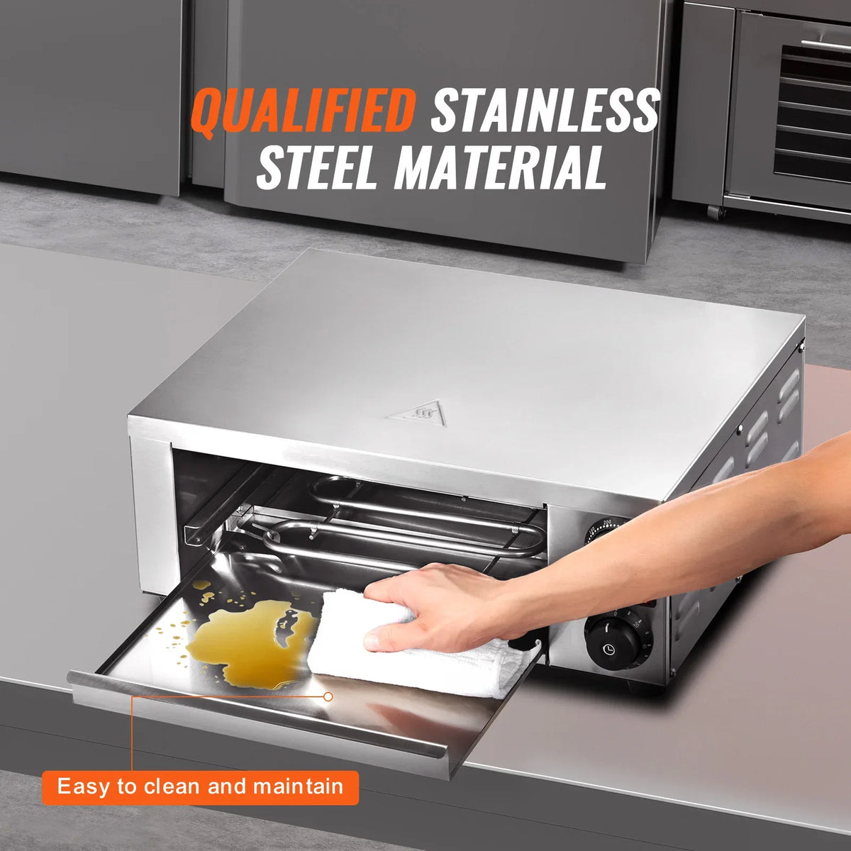 Electric Pizza Oven, 12-inch, 1500W, with Temp Control & 0-120 Min Timer, Even Baking Technology & Easy Clean Crumb Tray