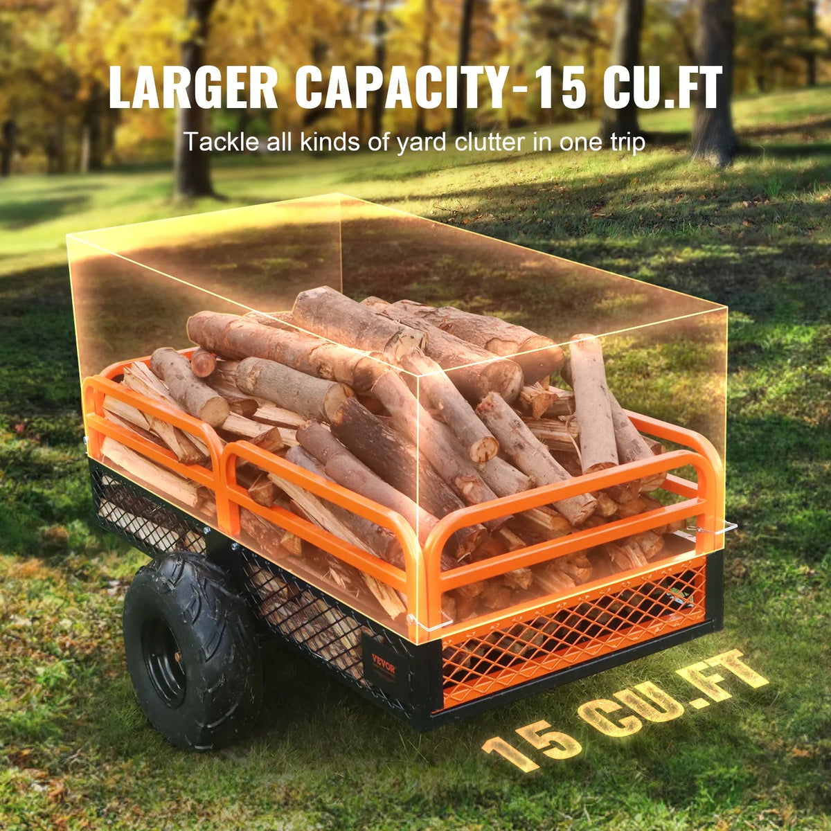 Heavy Duty Steel ATV Dump Trailer, 1500-Pound Load Capacity,Tow Behind Dump Cart Garden Trailer, for Mowers, Tractors, ATV