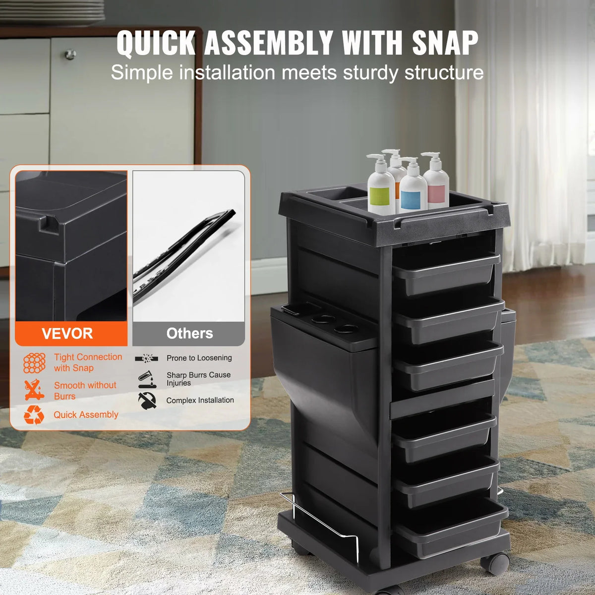 Ultimate Salon Trolley Cart for Stylist with 6 Removable Drawers & Tool Holder and Lockable Wheels for Beauty SPA Barber
