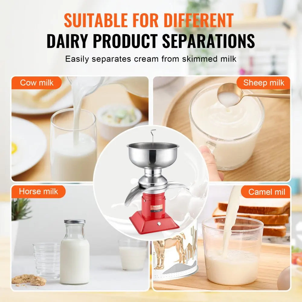 100L/H Electric Milk Cream Separator, Commercial/Household Stainless Steel Centrifugal Skimmer for Butter Making & Skimmin