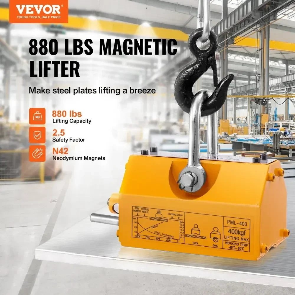 100KG-2000KG Permanent Magnetic Lifter Pulling Capacity 2.5 Safety Factor Neodymium & Steel Lifting Magnet Lift Magnets