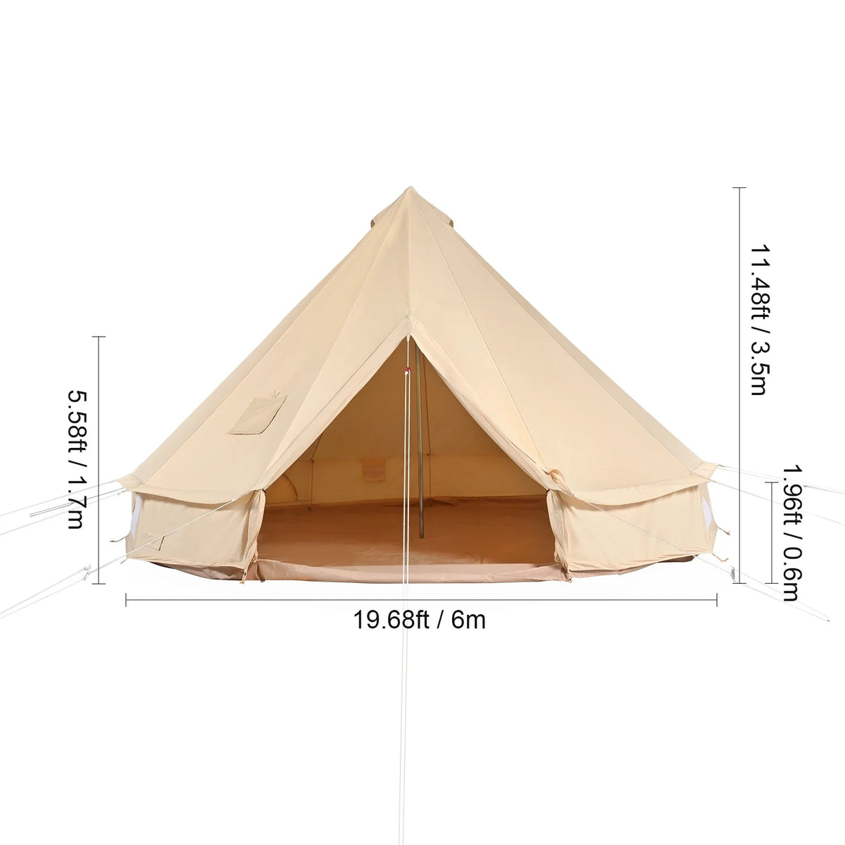 Canvas Bell Tent 4 Seasons Canvas Tent for Camping with Stove Jack Breathable Tent Family Camping Outdoor Hunting Party