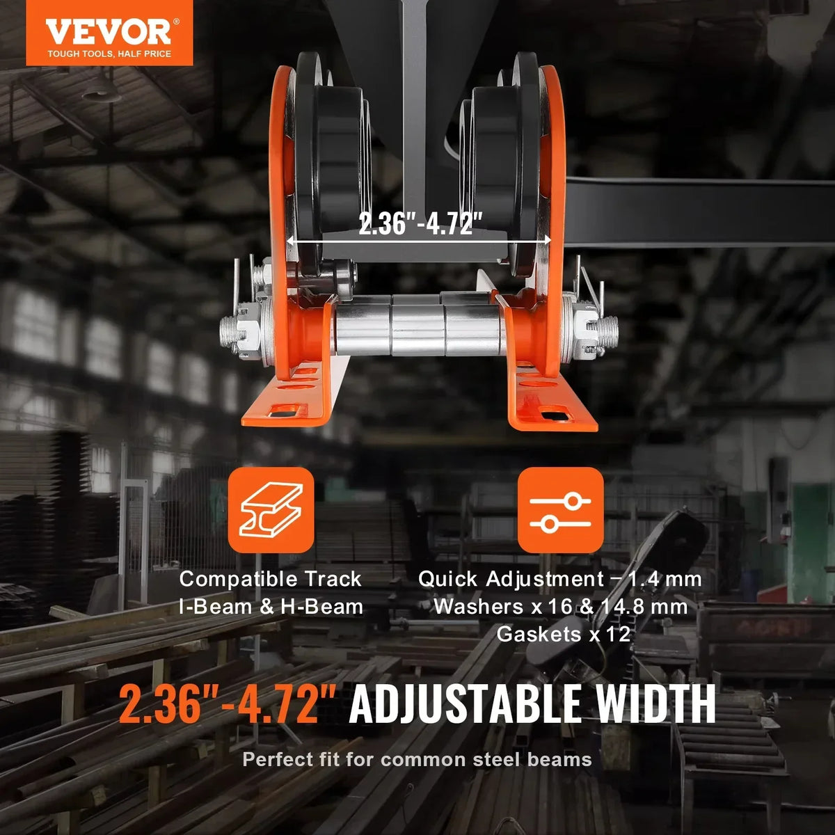 Electric Hoist Manual Trolley 0.5/1 Ton Capacity for PA200 PA250 PA300 PA400 PA500 Push Beam Trolley with Dual Wheels