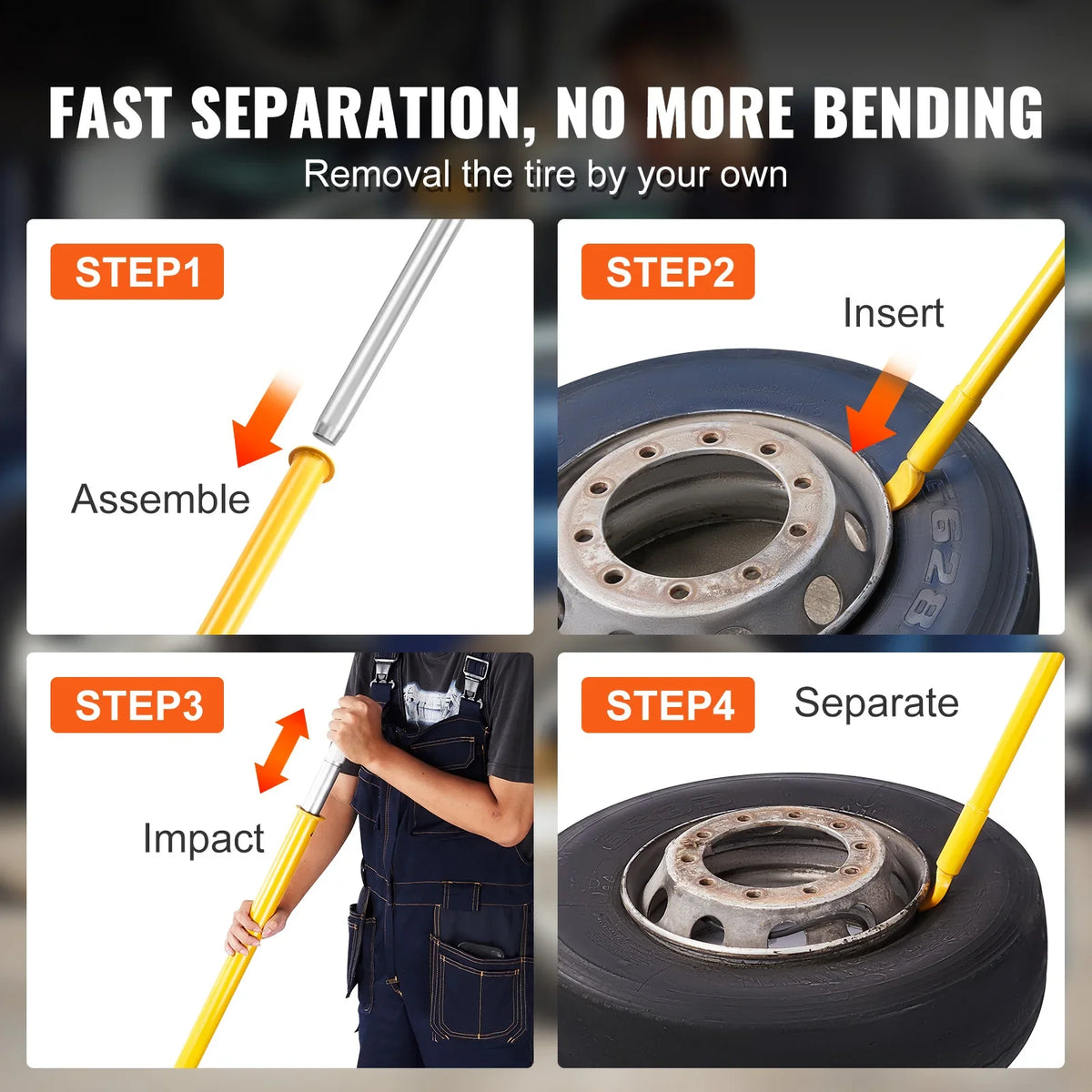 Tire Bead Breaker Slide Hammer  46.3" Length  Portable Tire Changing Sliding Impact for Car Truck Trailer Tire Removal
