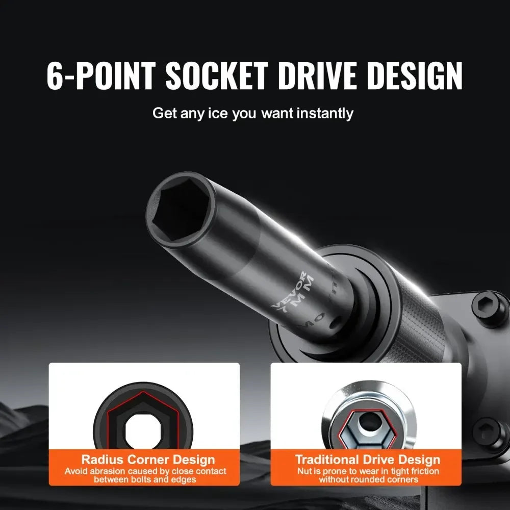 1/2" 3/8" Drive Impact Socket Set 13/23/33/34/48/65/90PCs SAE or Metric Cr-V/Cr-Mo Socket Set 6 Point Alloy Steel Repair