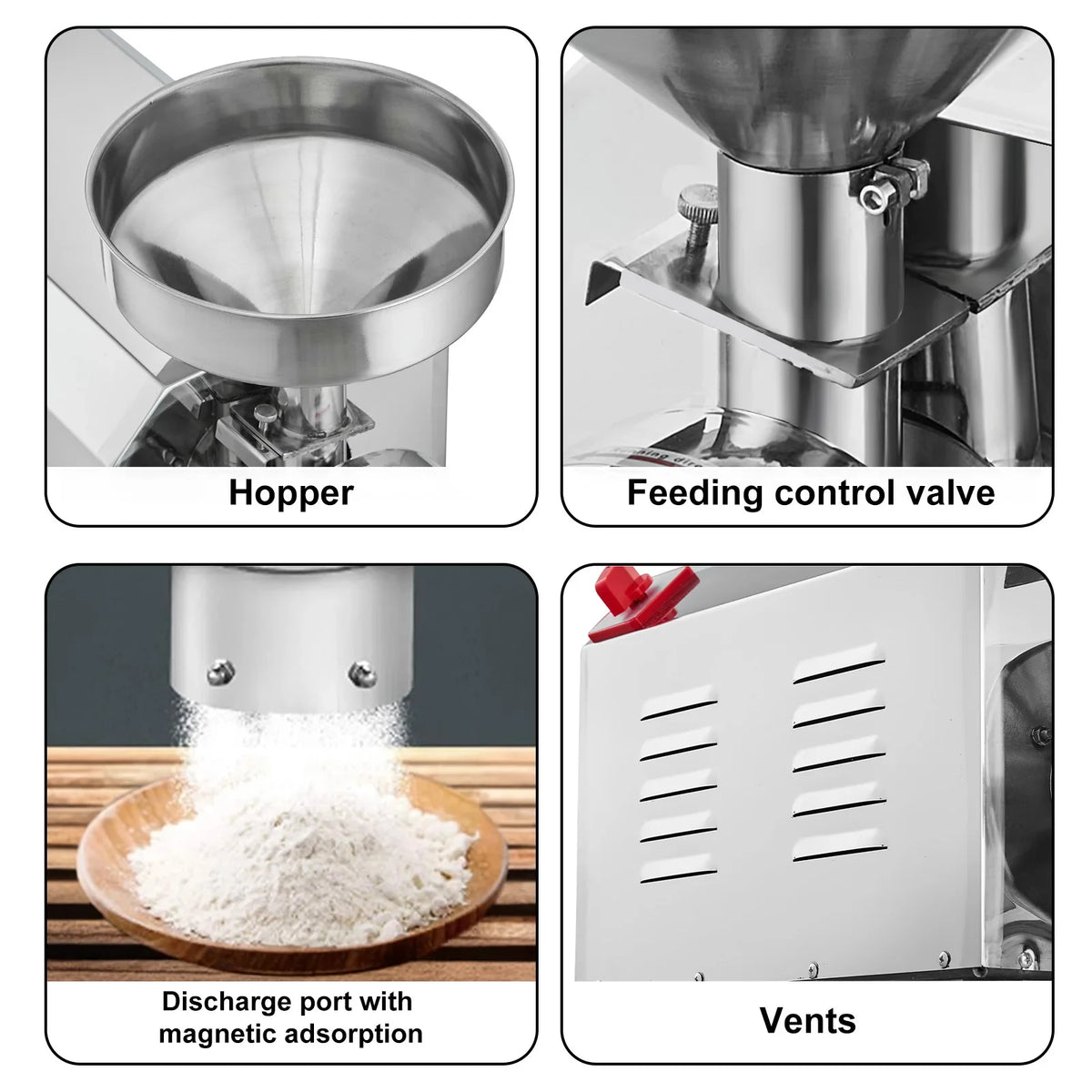 Commercial Grinding Machine 2200W Corn Mill Grinder 50 KG/H Stainless Steel Corn Grinder Industrial Flour Milling Machine