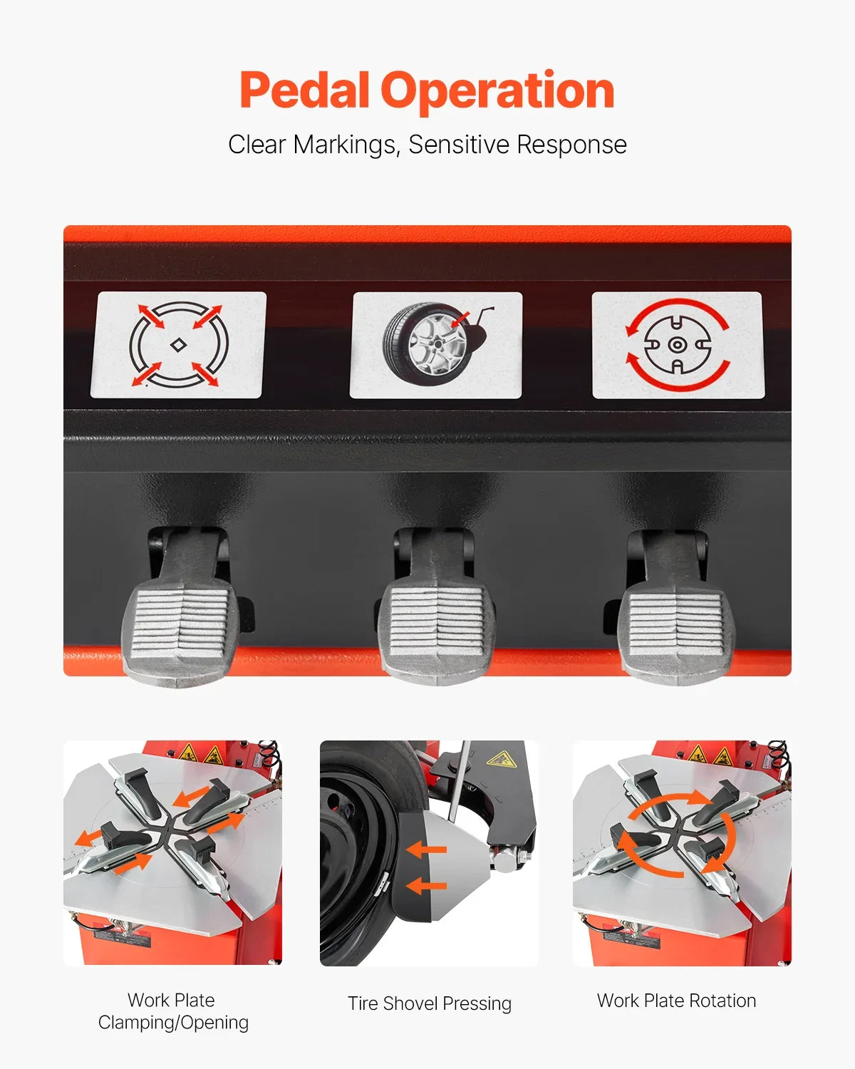 Tire Changer Machine, 1.5HP Copper Motor,  with Air Pressure Gauge & Pneumatic Assist Arm, Fit for Sedan/SUV/Pickup Truck