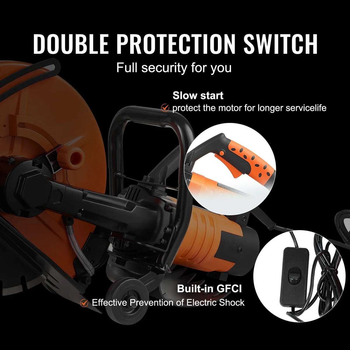 Electric Concrete Saw 3200W Motor Circular Saw Cutter with Max. 6in Adjustable Cutting Depth Wall Chaser for Stone/Brick