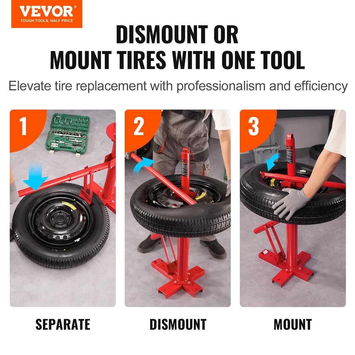 Portable Hand Bead Breaker Mounting Tool for 203-406mm Tires Compatible with Car Truck Trailer for Home Garage